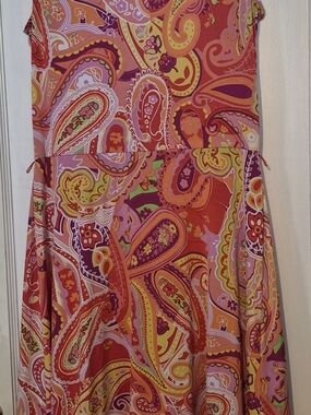 Chaps Pink & Red Paisley Midi Dress